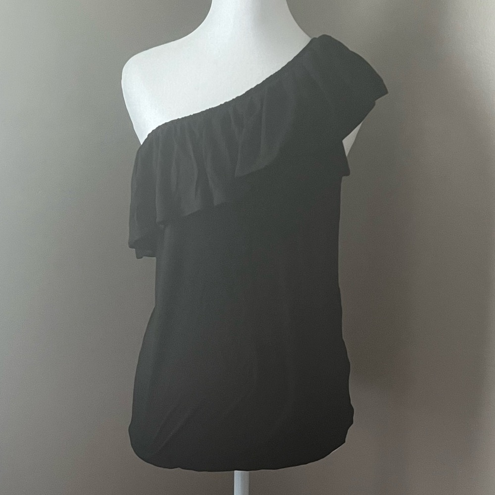 Women’s Black, One-Shoulder, Ruffle Top, Size Small